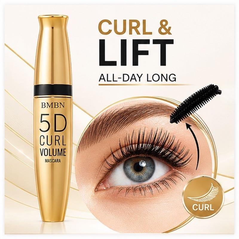 BMBN Curl Volume Mascara, Waterproof Smudge-Proof Black Mascara, Lengthening Thick Curly Eyelashes, Fiber Mascara for Long Lasting Eye Makeup