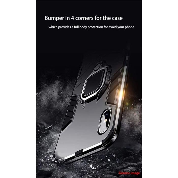 Coque pour samsung galaxy a02s - marque - antichoc - anti-chute - rouge - anneau rotatif