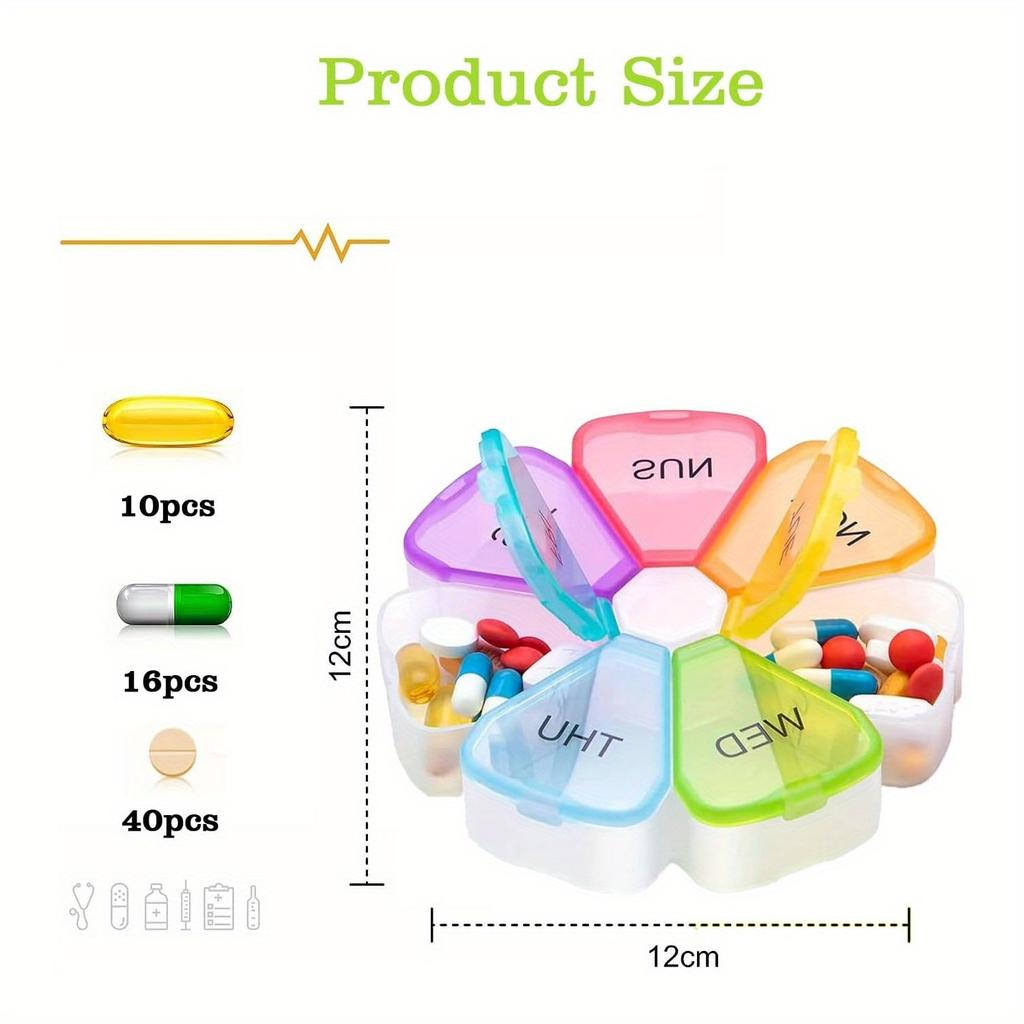 Cute 7-Day Pill Organizer with Large Compartments – Transparent Daily Medication Box for Travel, Pill Storage