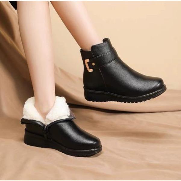 

Новые зимние флисовые и утолщенные ботильоны на плоской подошве для женщин, а также теплые ботинки, ботинки для пожилых 42