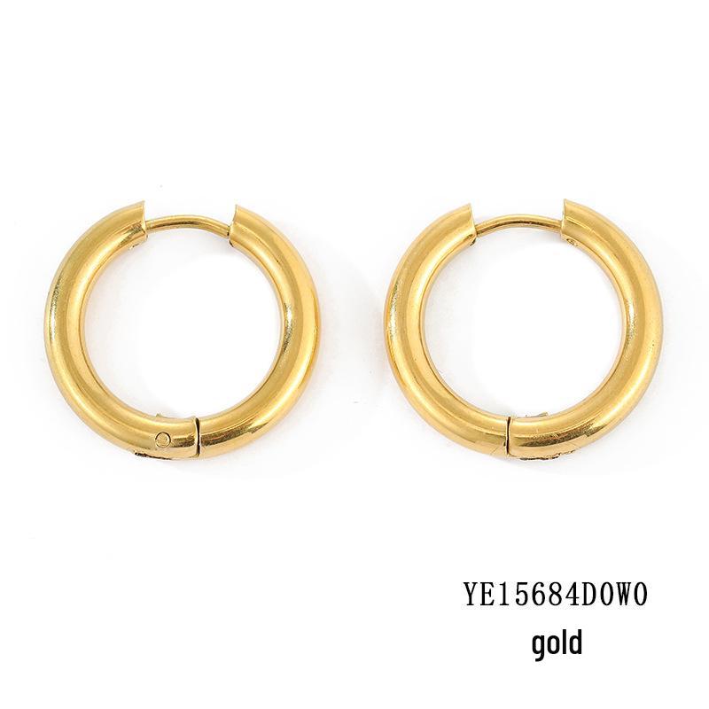 St.delan Gold-Plated Stainless Steel Hoop Earrings Unisex Jewelry