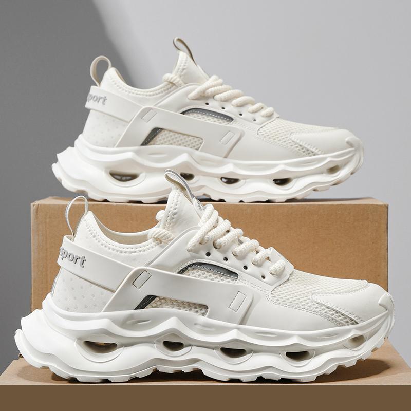 

Chunky Sneaker Plus Size 45 Men Hollow Sole Running Shoes Fashion Casual Leather Mesh Breathable Height Increased Platform Shoes 39