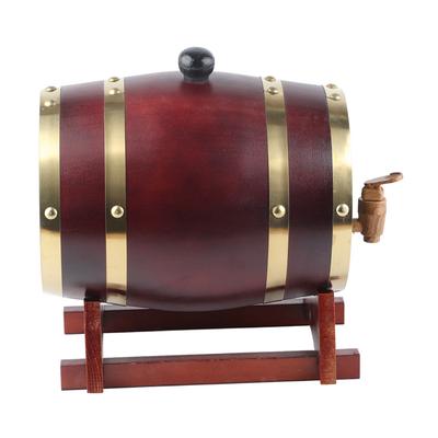3L Vintage Pine Wood Wine Barrel Wine Keg Brewing Accessories Home Brew Equipment Dark Brown 3L
