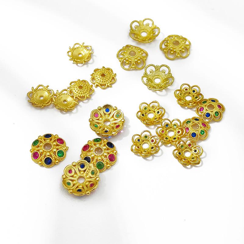925 Silver-Plated 24K Gold Flower Bead Holder for DIY Bracelet/Necklace Spacer Beads