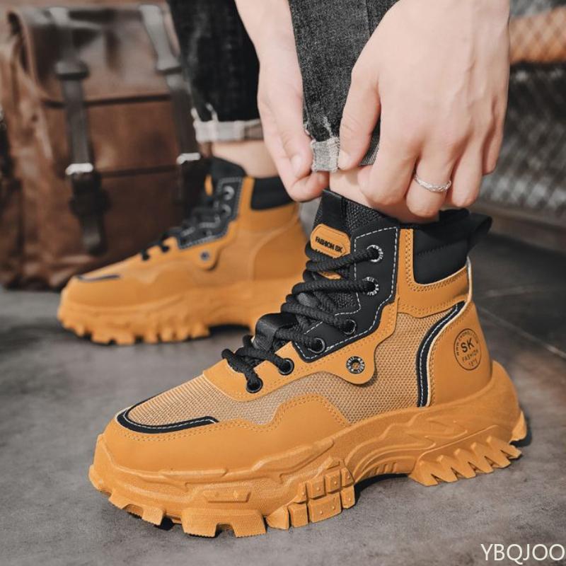 Retro Workwear Men's Boots 2024 Autumn High Top Casual Breathable Mountaineering Wear-resistant Anti Slip Men's Shoes Zapatos