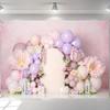LS Photography Background Cake Smash Children Birthday Party Photo Backdrop Arch Balloons Floral Pink Wall Decor Props