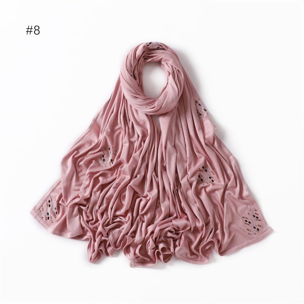 Plain Turbans Stitch Floral Diamond Jersey Hijab Scarf High Quality Thick Modal Wrap Elastic Shawl Bufandas Muslim Caps 170*70Cm
