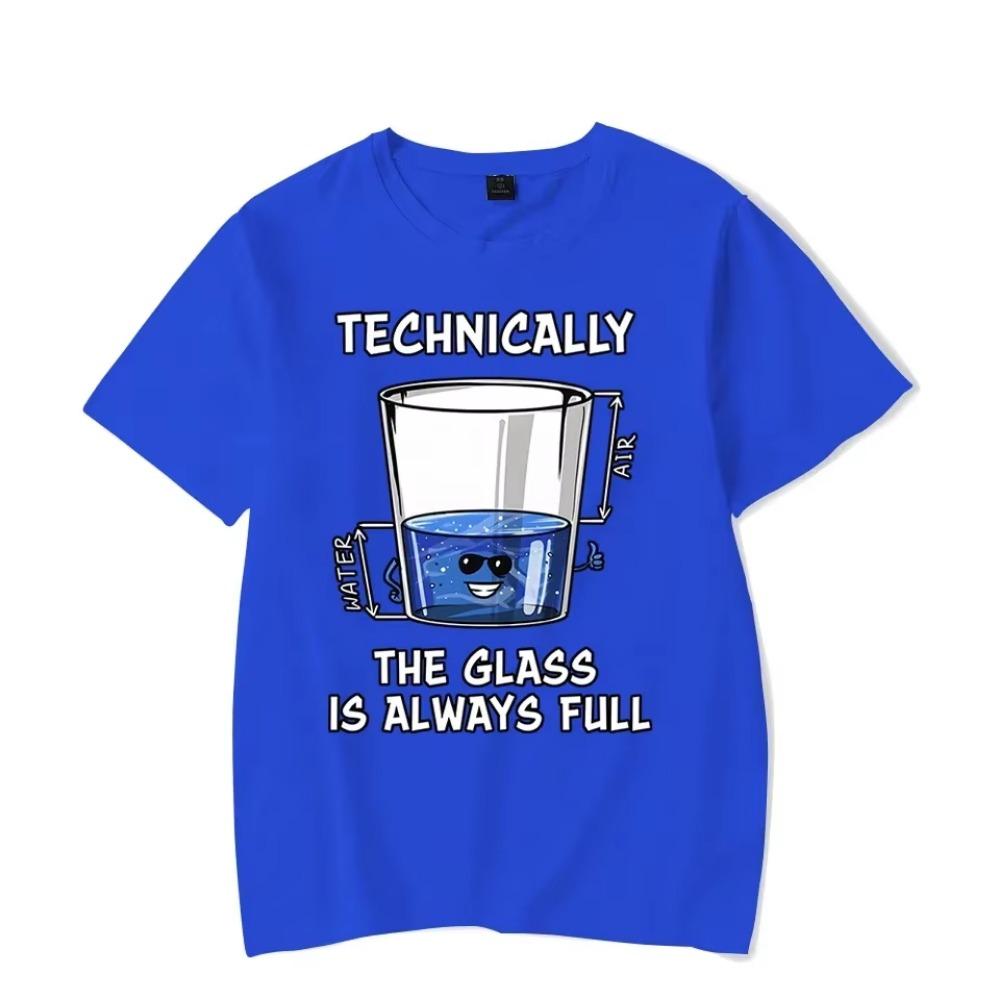 Y2k T Shirt for Men Physics Technically The Glass Is Always Graphic T Shirts Tops Short Sleeve T Shirt Harajuku Fashion T-shirts
