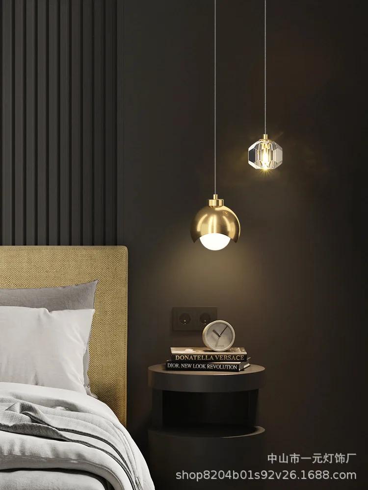 Modern Simple Crystal Pendant Light Luxury Bedroom Bedside Hanging Lamp Nordic Minimalist Long Line Living Room Home Decor