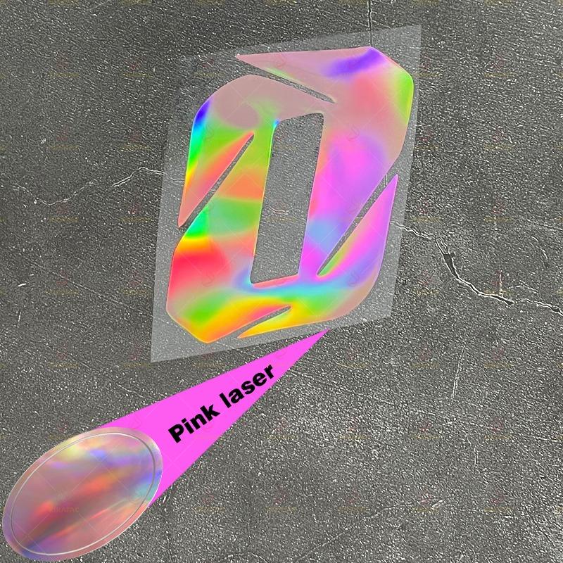 1pc Pink Laser Motorcycle Number Sticker Waterproof for Motorcycle Fairing Helmet Fuel Tank Scooter Body Universal Vinyl Decal