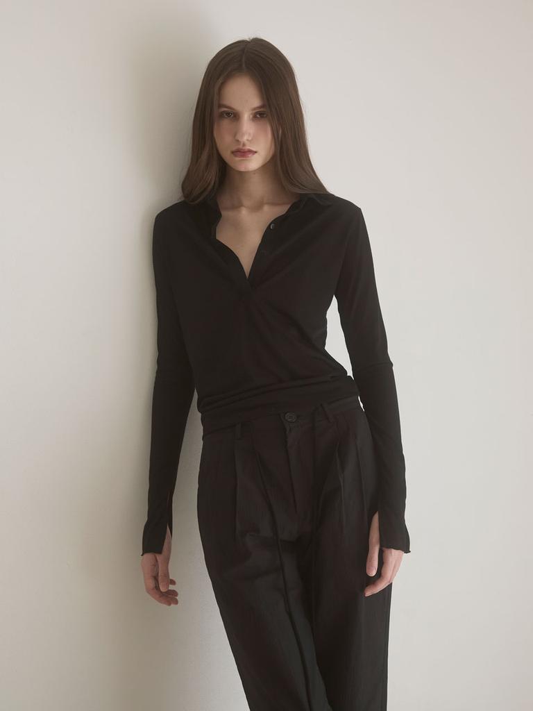 Oisoel Sheer Polo Shirt - Black