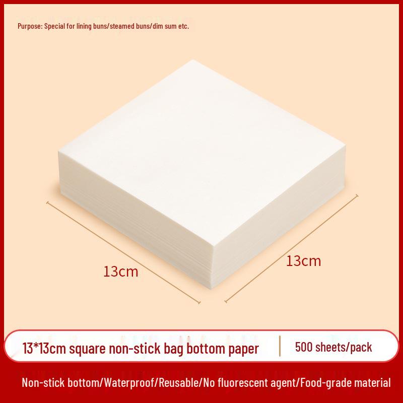 Non-stick, High Temp Resistant Steamer Paper for Buns & Mantou, Round & Square, Disposable & Thickened Bottom