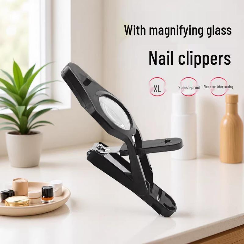 Large Anti-Splash Nail Clippers with Magnifying Glass & Light for Kids & Elderly