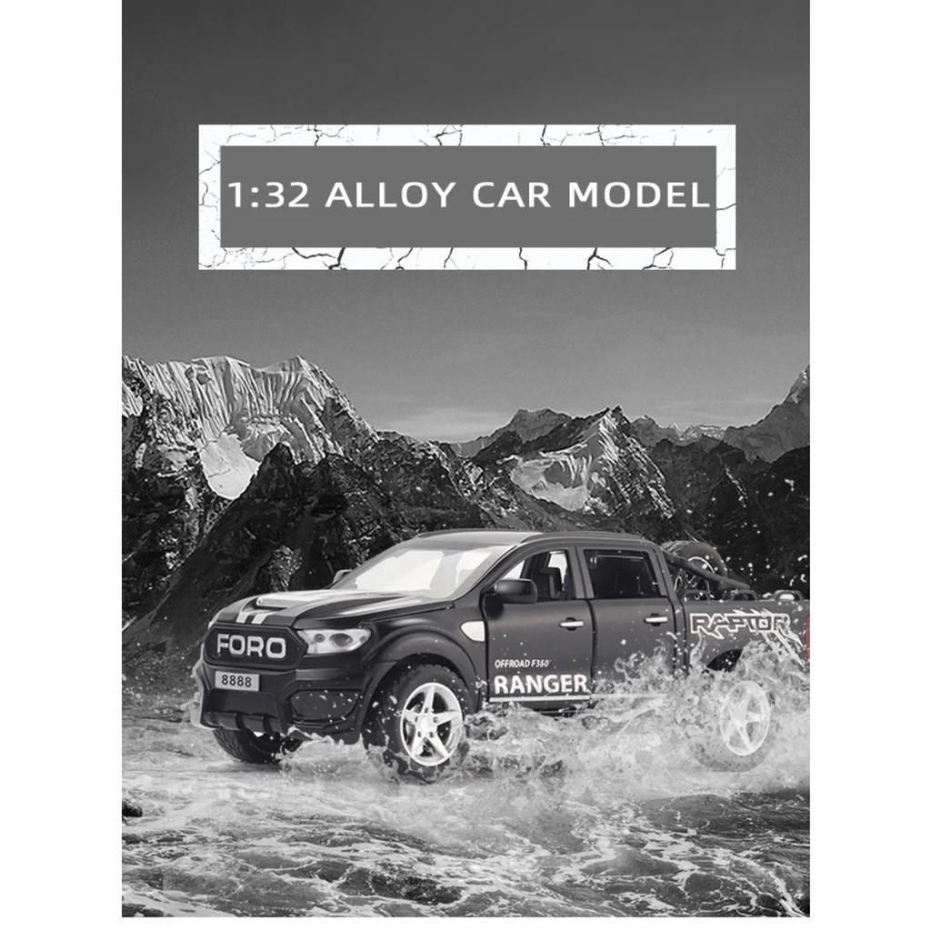 1/32 Ford Raptor F350 Pickup Truck Alloy Off Road Car Diecast Model Sound & Light Desktop Collection Decorative Gift Boy Display