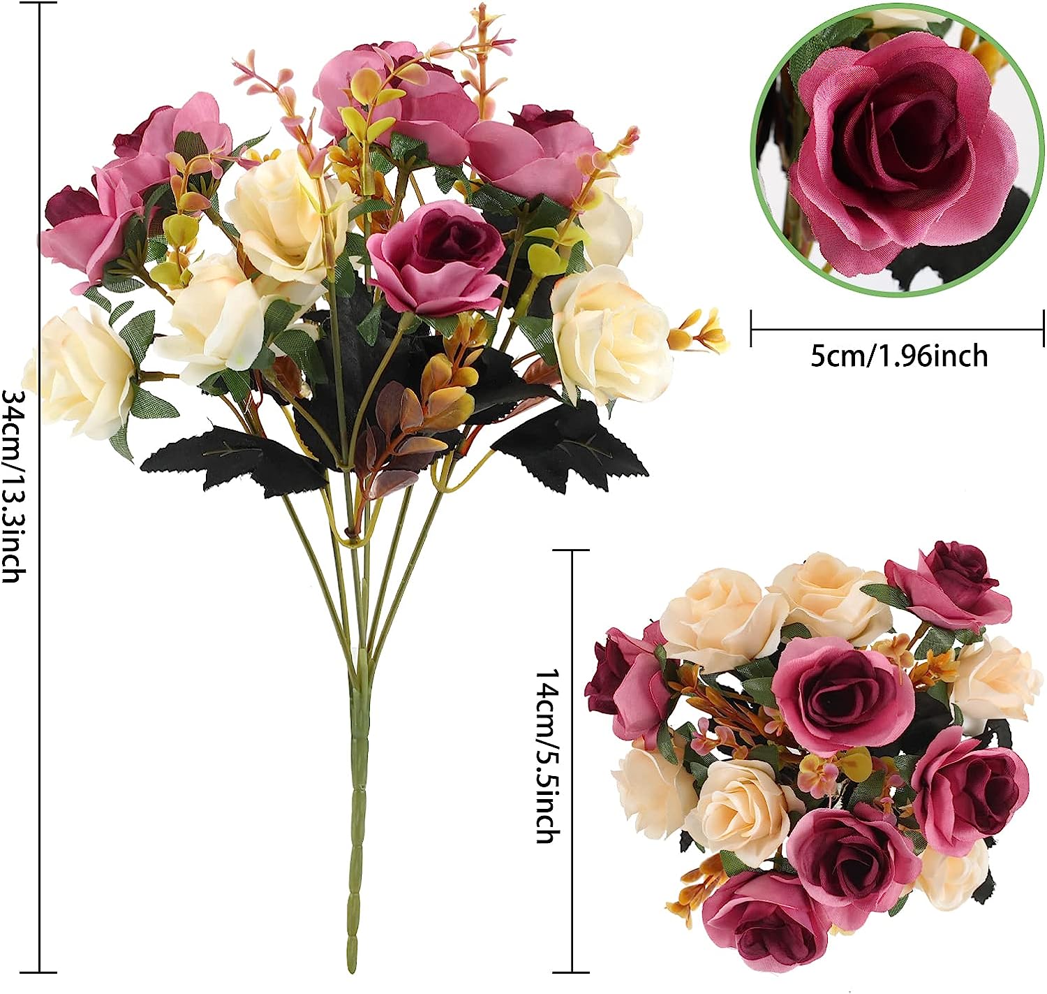 

12 головок искусственных роз, искусственные двухцветные цветы со стеблями, букеты искусственных роз для украшения свадебной вечеринки дома