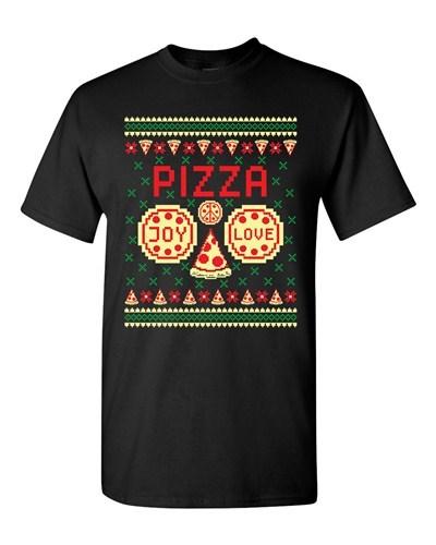 Pizza Joy Love Pepperoni Face Ugly Christmas Funny Humor DT Adult T-Shirt Tee Unisex T-Shirt L