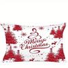 1PCS Christmas Red & White Pillowcases: Merry, Holly, Happy Holidays! Sofa Bed Cushion Cover, New Year Home Decoration