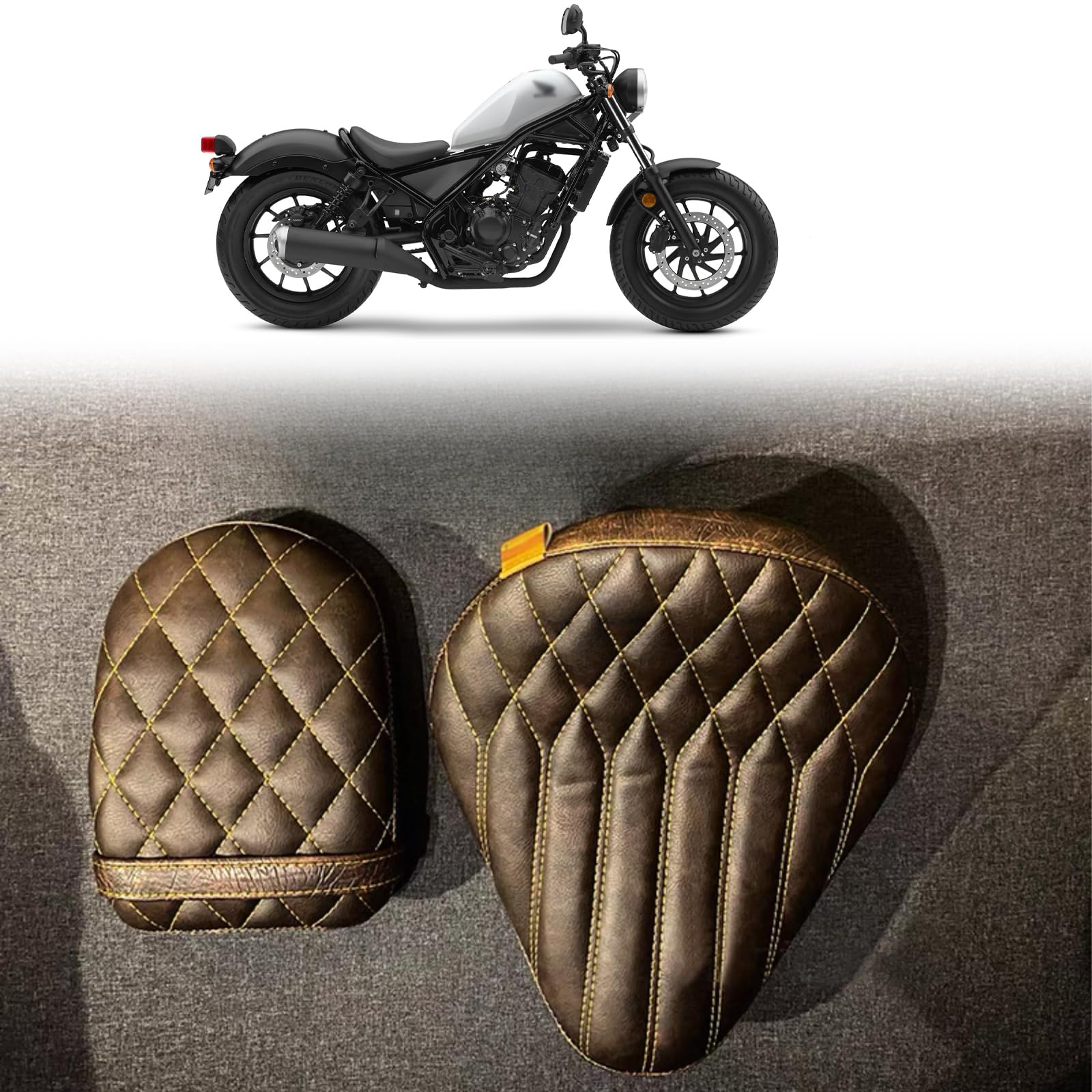 

Retro Thick Seat Cushion for Honda Rebel 250 CMX250 SE (2017-2025), Comfortable Leather Seat Cushion, 2.5cm Thick, Retro Style (E) [Parallel Import]