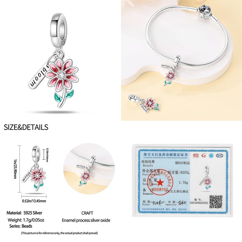 Copper Metal Butterfly Flower Vibrant Colorful Series Charm Bead Components Bead Components Compatible With Pan Authentic Original Bracelets Do It