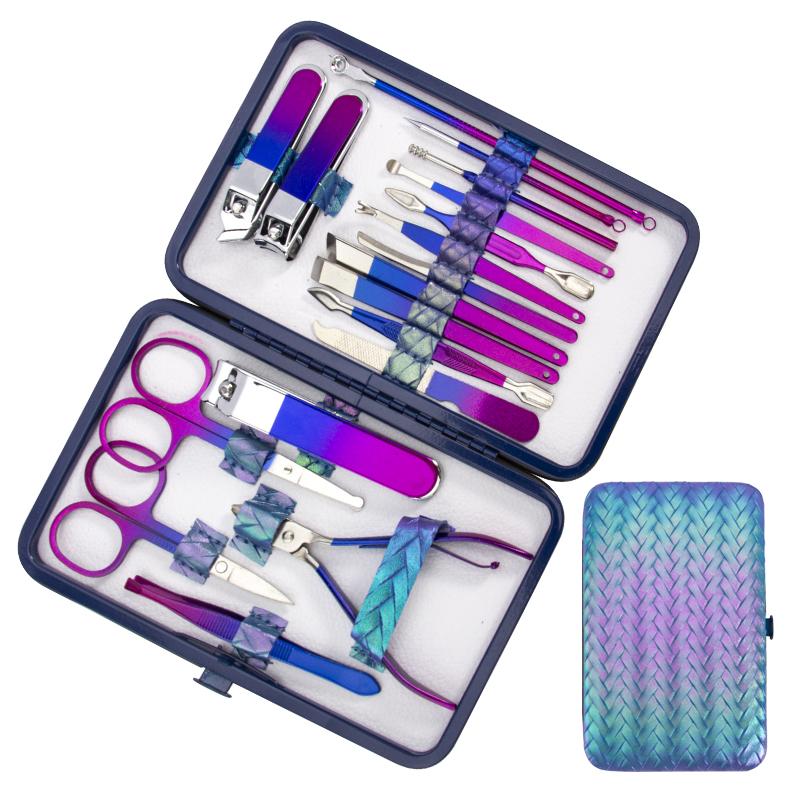 Finger Nail Clippers Pedicure Knives Exfoliation & Nail Art Tools 18-Piece Set-Carbon Steel Durable