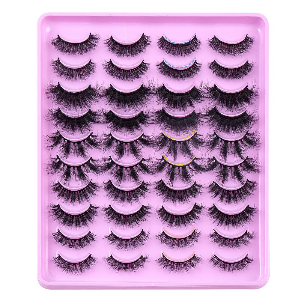 20 Pairs Of Mixed Imitation Mink False Eyelashes Naturally Curled Eyelashes Nude Makeup Thick Eyelashes