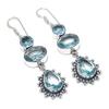 Swiss Blue Topaz Gemstone 925 Sterling Silver Earring 2.56"
