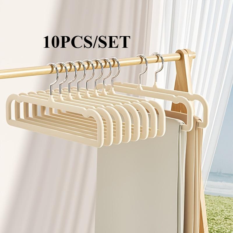 

10 шт./комплект Велюровые нескользящие вешалки для дома и магазина одежды - Компактный органайзер для шкафа, щадящий плечики, не оставляющий складок бежевый