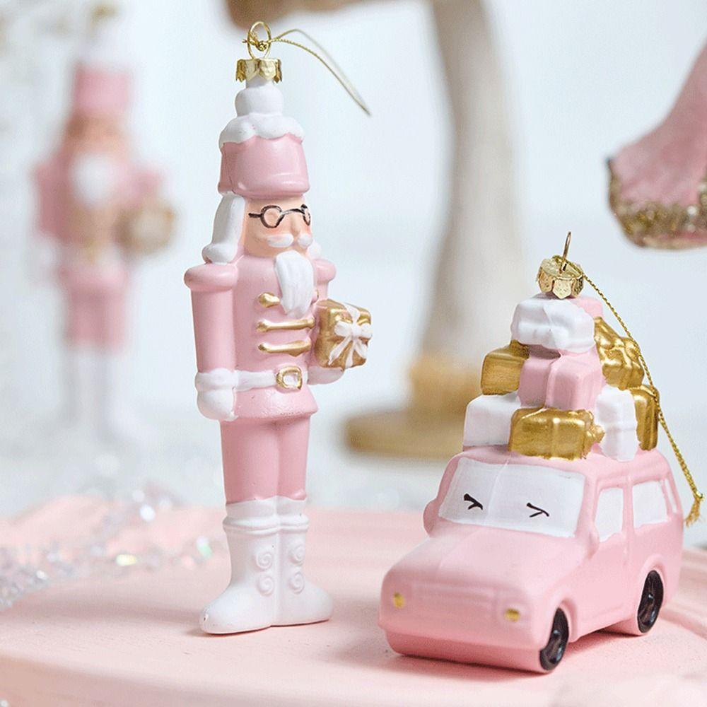 Pink Christmas Hanging Decoration Wreath Car Gift Box Christmas Tree Ornament Party Supplies Soldier Xmas Ornament Ball