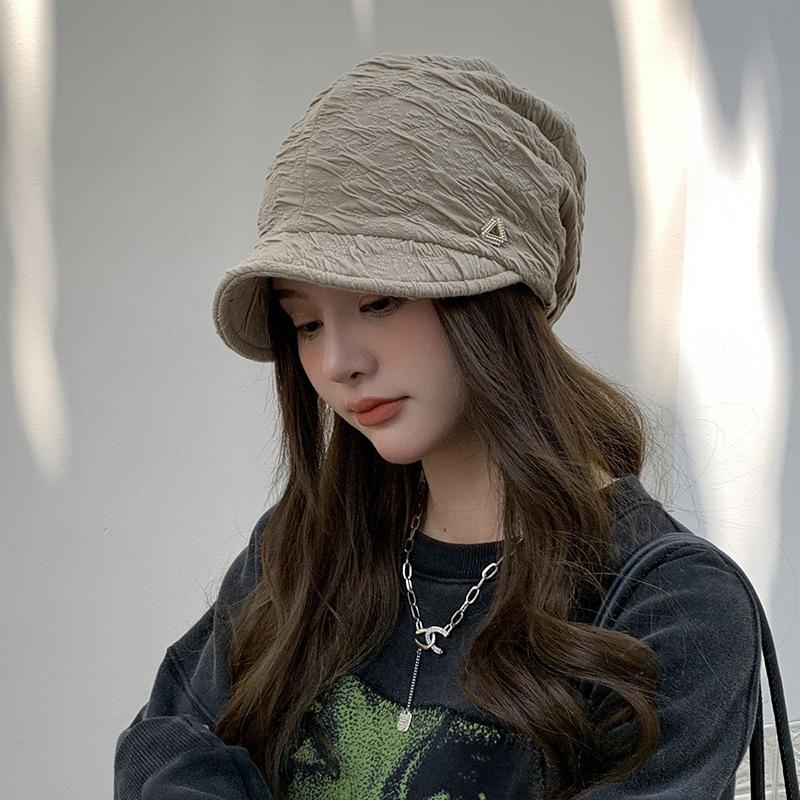 Autumn New Style Octagonal Hat Female Middle-aged Fashion All-match Peaked Cap Triangle Standard Pile Hat