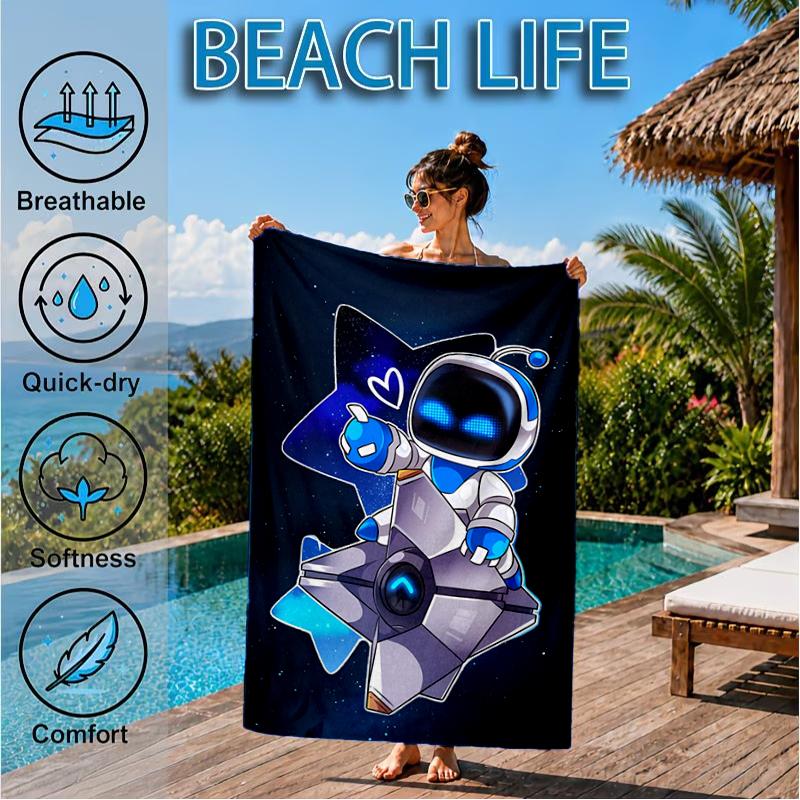 Underwater Adventure Robot Beach Towel, Super Soft Microfiber, Perfect Gift for Her/Him, Birthday, for Pool, Beach, Travel, Decor Beach Party