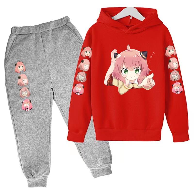 Kinder Mode Kapuzenpullover Junge Mädchen Kleinkind Pullover 3-12 Jahre Anime Niedliches Mädchen Druck Kleidung Lässiges Oberteil + Hose 2-teiliges Set Sportanzug