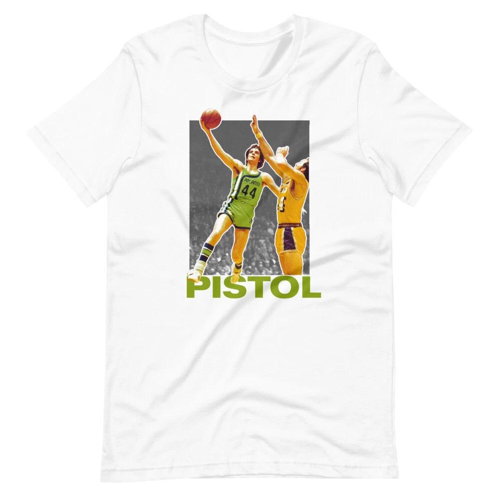 PISTOL PETE MARAVICH 70s Style Basketball Tee Fan Art Short-Sleeve T-Shirt