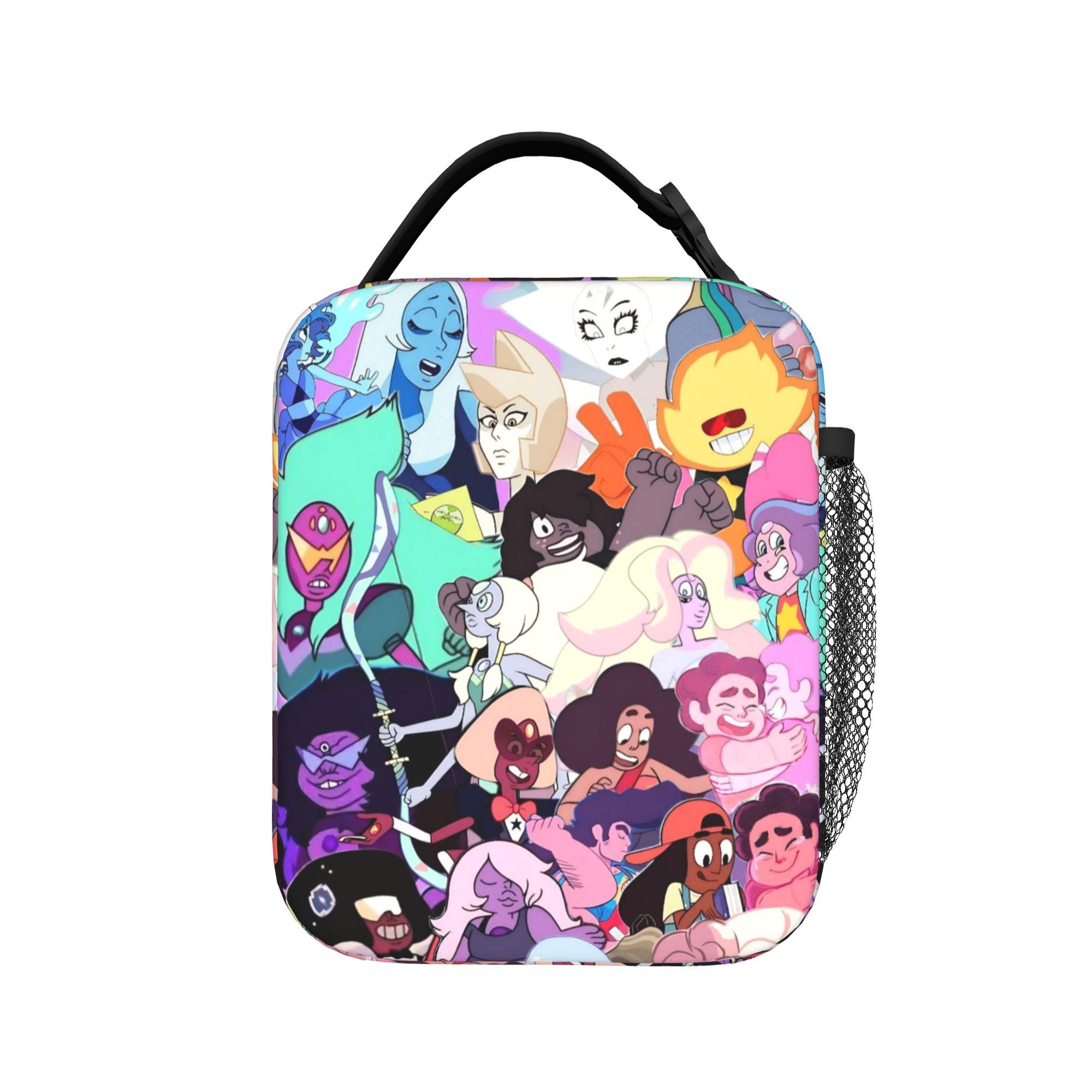 Crystal Gems Steven Universe  Lunch Bag For Unisex  Graphic School Lunch Box Funny Convenient Oxford Cooler Bag One Size