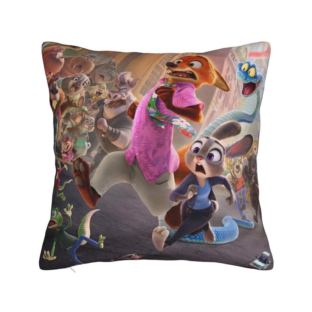 Gary Judy Nick Quadratische Kissenbezüge Zootopia Film Kissenbezüge Modischer Dekorativer Kissenbezug mit Reißverschluss für das Bett 18"
