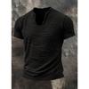 Summer, Solid Color, Men's T-shirt, Retro V-neck, Hairy Edge, Short Sleeve