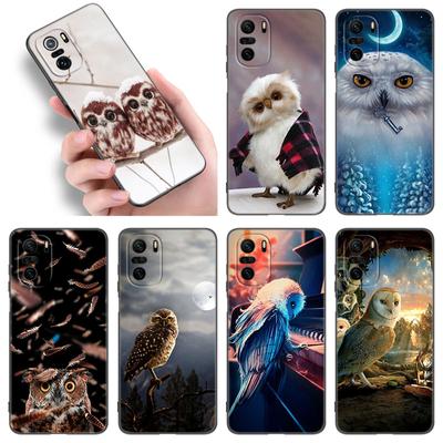 Funda de teléfono con diseño de búho para Xiaomi POCO F2, F3, M2, M3, M4, X3, X4 Pro, NFC, F4, GT 5G, F1, X2, C3, C31, C40, M5S, TPU suave, color negro