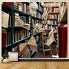 Vintage Library Bookshelf Tapestry Office Living Room Decoration Home Wall Tapestry