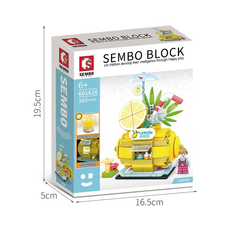 Senbao Building Block Lighting Fruit Street View Children's Small Particle Assembled Building Block Toys