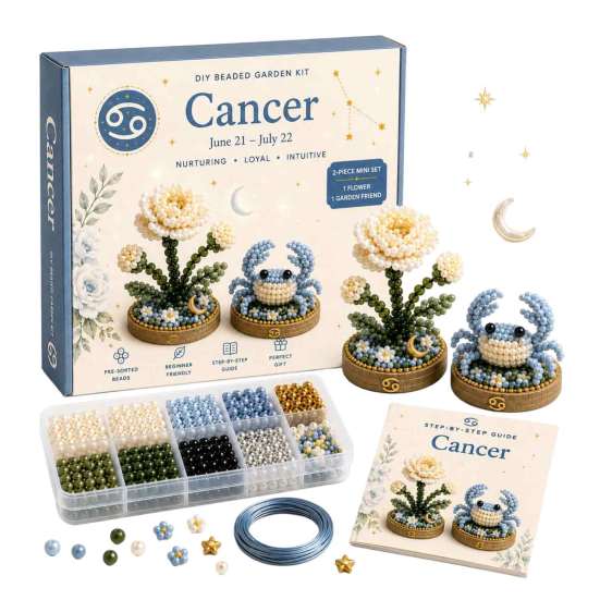 Easy Craft Kits for Beginners 12 Zodiac Signs DIY Beaded Garden Kit, 3D Astrology Flower Personalized Dorm Room Decor Handmade Bead Kit Beginners,