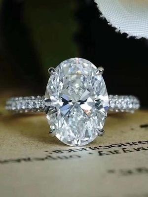 Nieuwe Sterling Ovale 4ct Lab Diamant Ring Verloving Trouwring Gig Stone Ringen voor Vrouwen Bruidssieraden Cadeau