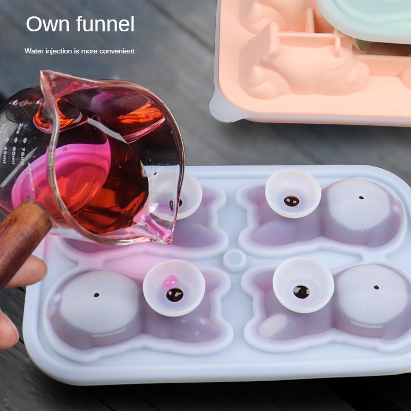 French Bulldog Ice Tray Silicone Durable Not Easily Deformed Portable Drinkware Accessories Household Ice Mold Four Grid Cartoon