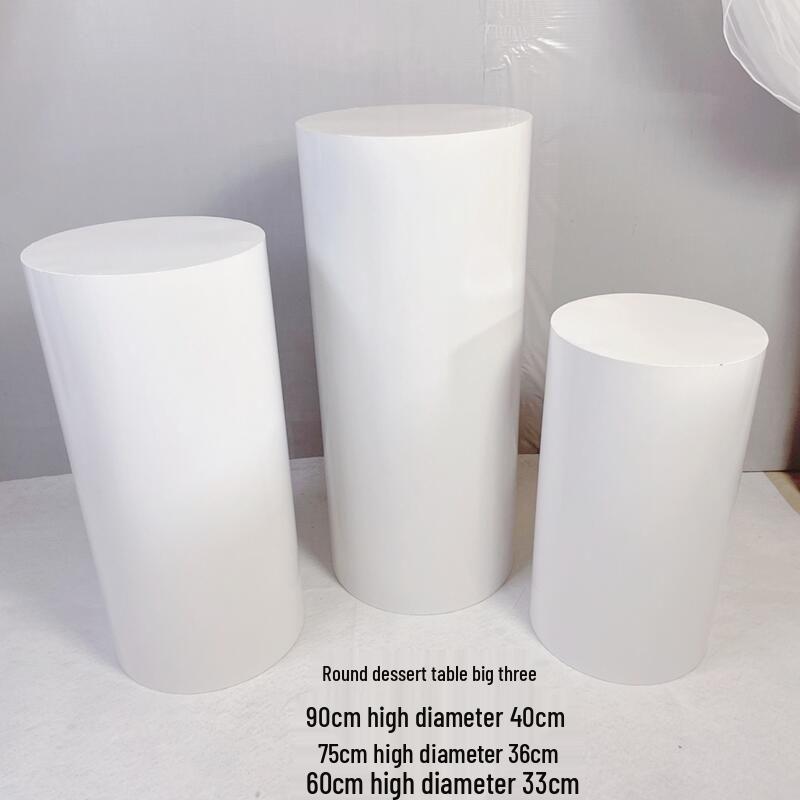 Set Decorativo Cilindri Rotondi in Ferro Bianchi per Tavolo Dessert Matrimonio e Compleanno – 5 Pezzi