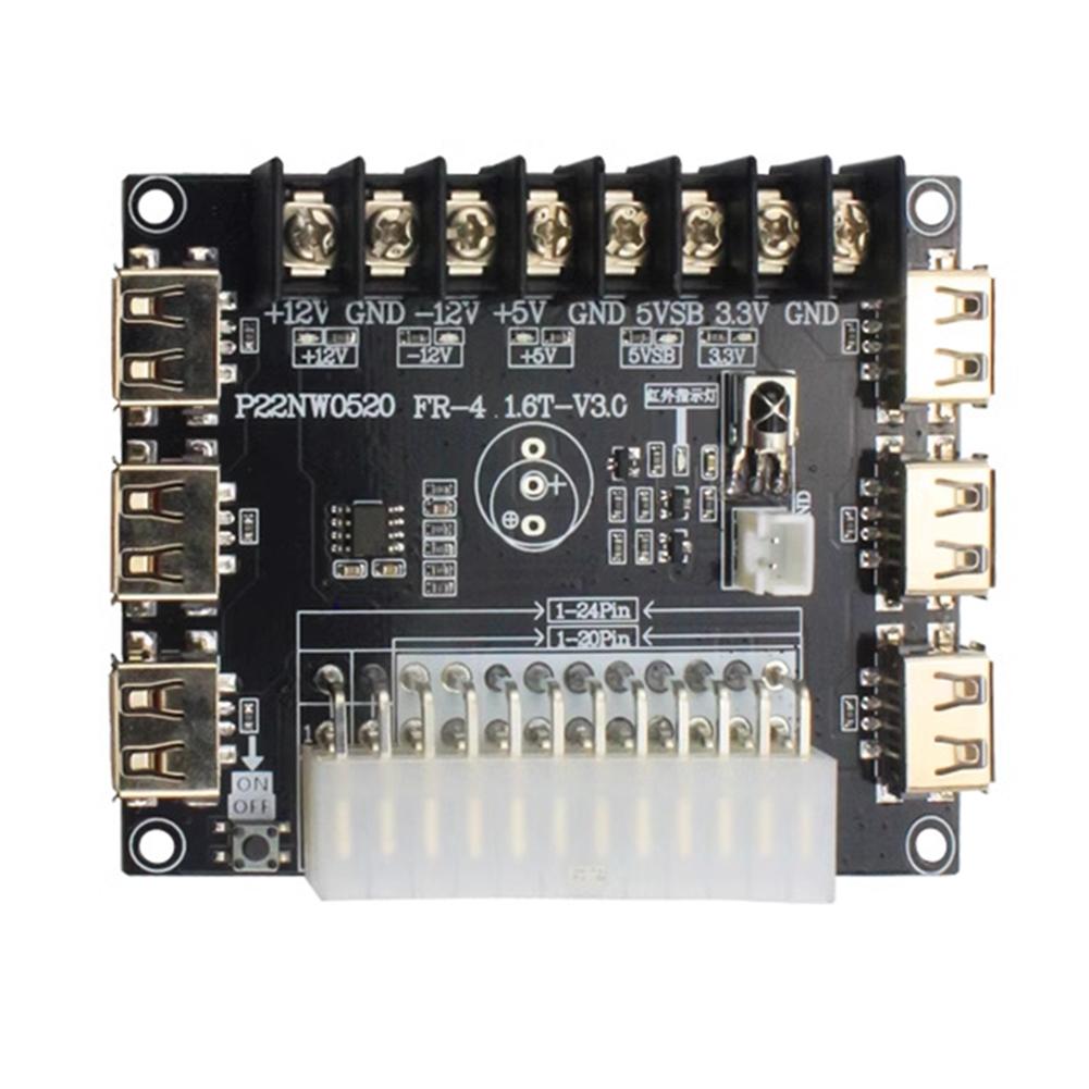24-pin Distribution ATX Power Board Infrared Tester Function Tactile Switch 550000 Cycles Power Distribution Adapter