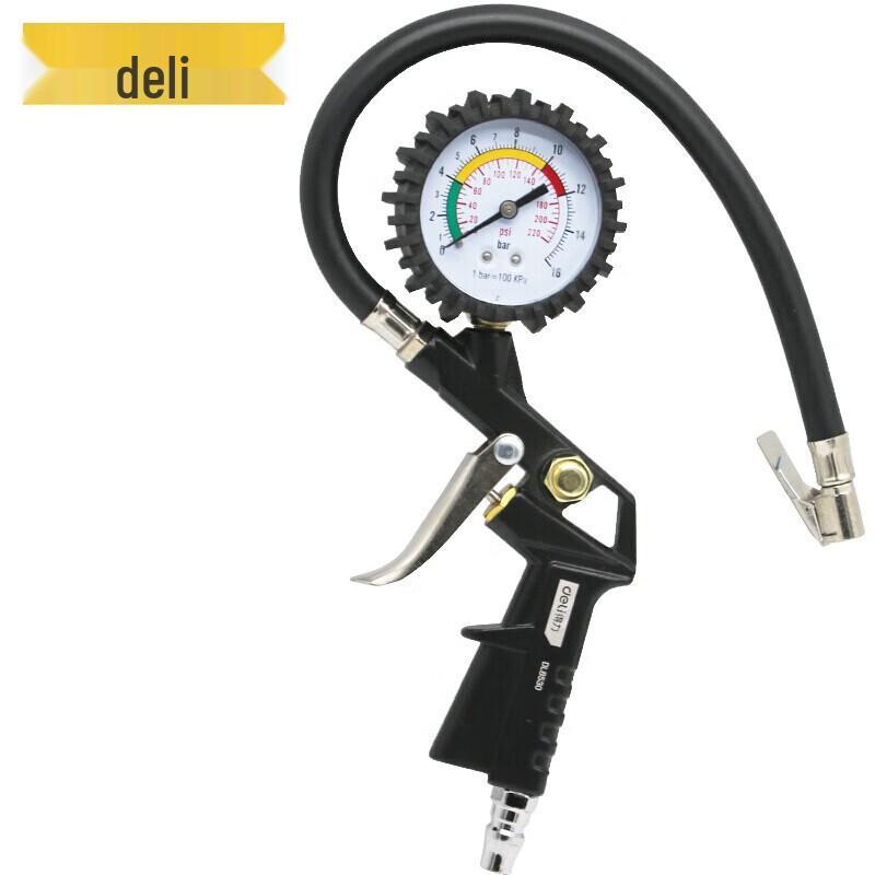 Deli Outdoor Tire Pressure Gauge with Inflator Head