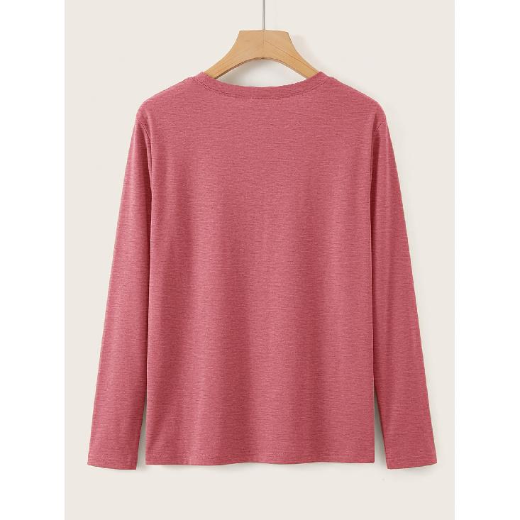 3Women's long-sleeved top (sold individually) T shirt suit | Cat Coffee Fun Letter Print Theme | Watercolor cartoon style round neck top | Elegant