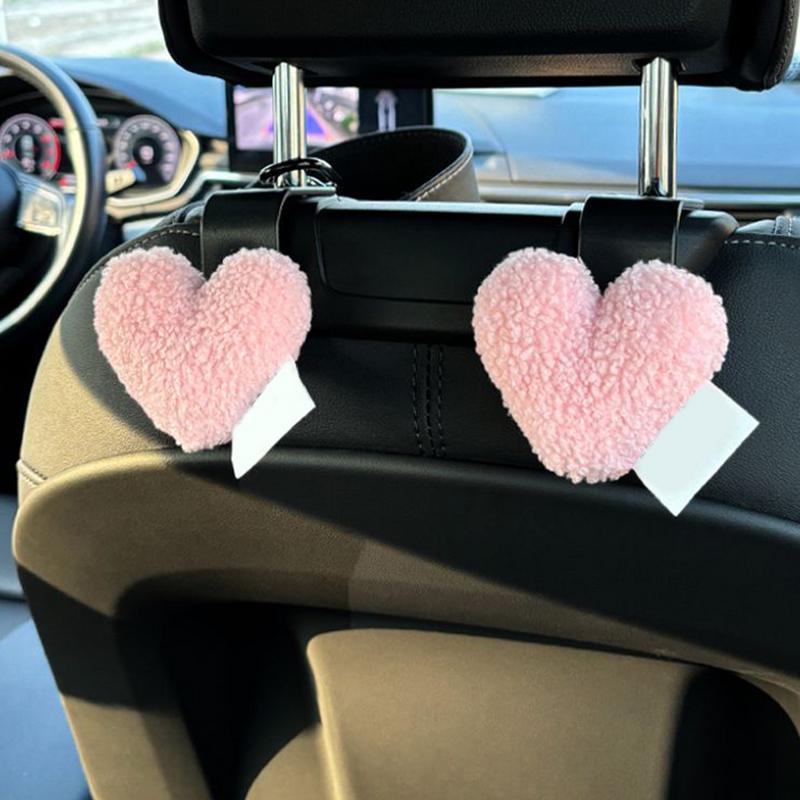 Car Seat Hooks For Headrest Heart Shape Cartoon Headrest Hooks 2PCS Space Saving Backseat Hanger Cute Storage Hanger For Tote