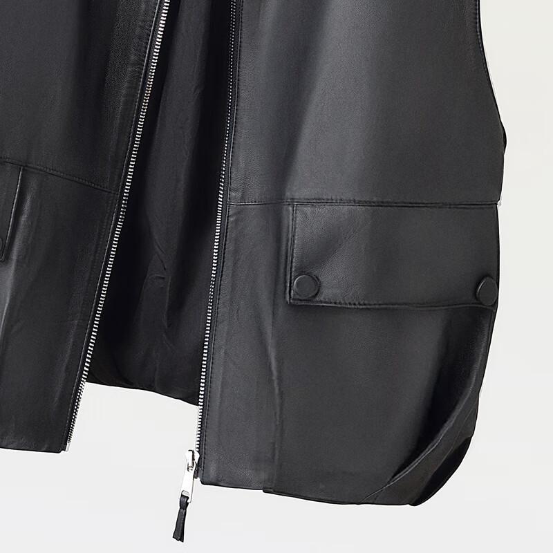 Elegant Women's Round Neck Faux Leather Vest