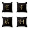 Polyester Pillowcase Car Decoration Black Gold Flower Pillowcase 26 English Letters Home Cushion Cover