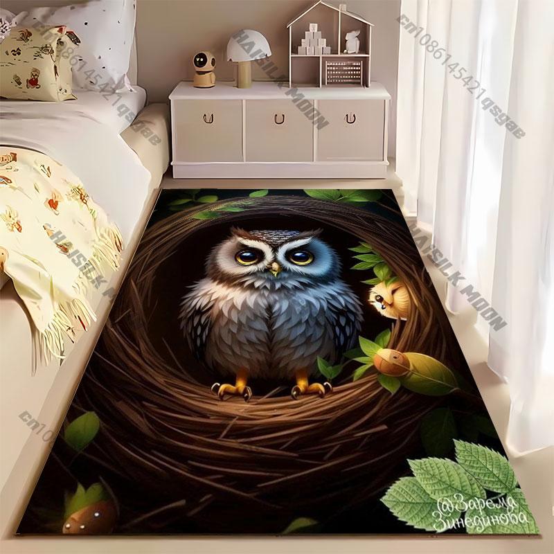 Owl nesting woodland creatures carpet Yoga living room room decor children's crawling mat doormat area rug games mat