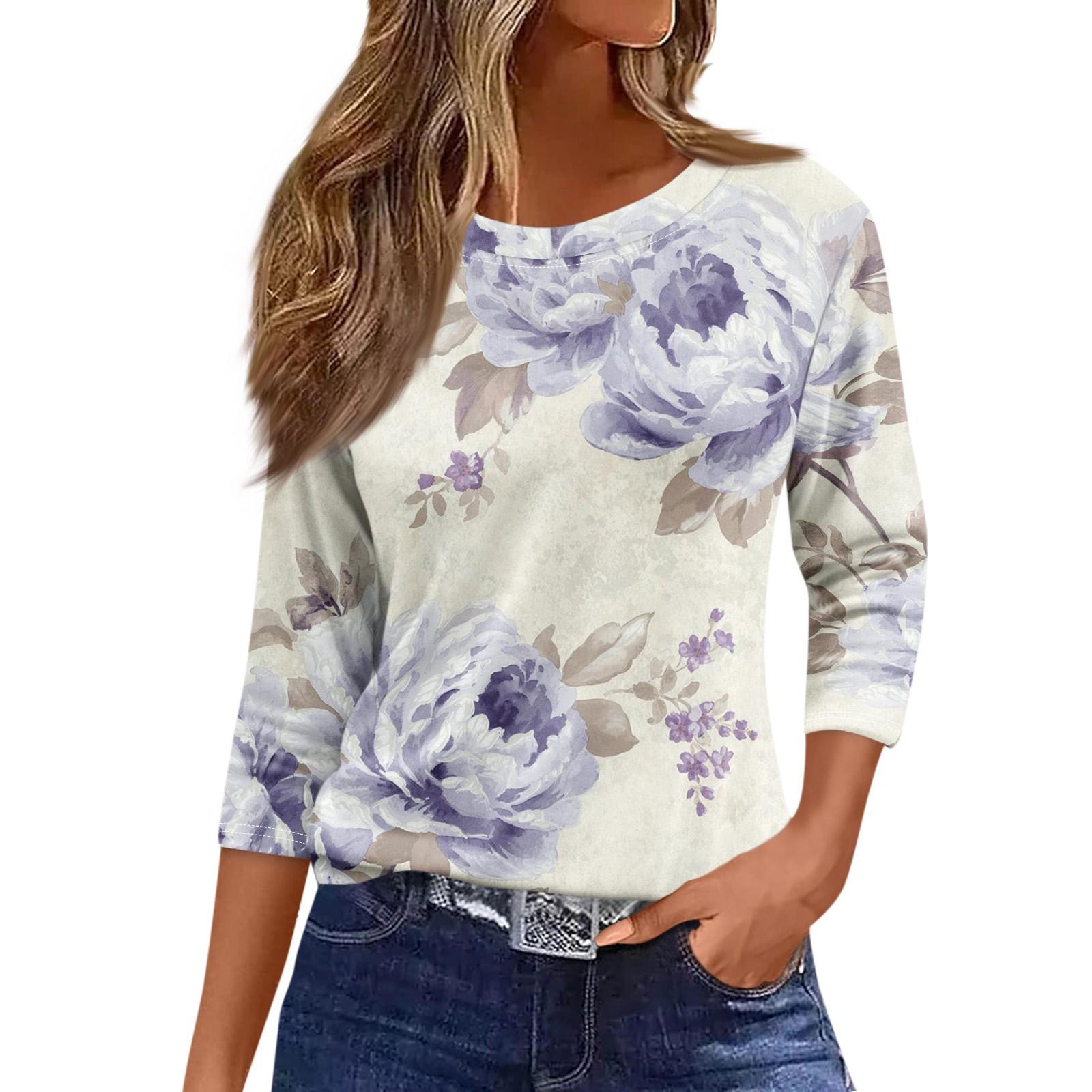 

Футболка с коротким рукавом, женская модная повседневная свободная футболка с круглым вырезом и рукавами 3/4, женская верхняя одежда с принтом 3XL